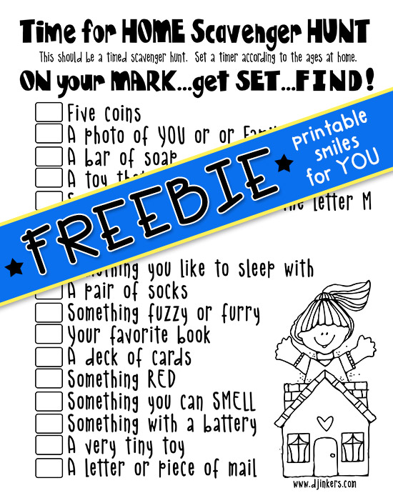 Home Scavenger Hunt Printable Freebie