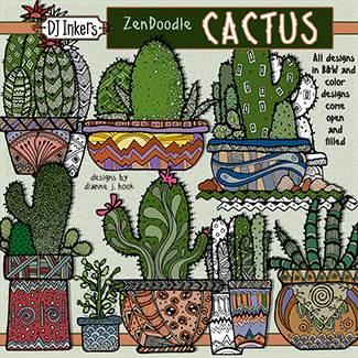 DJ Zen-Doodle Cactus Clip Art Download