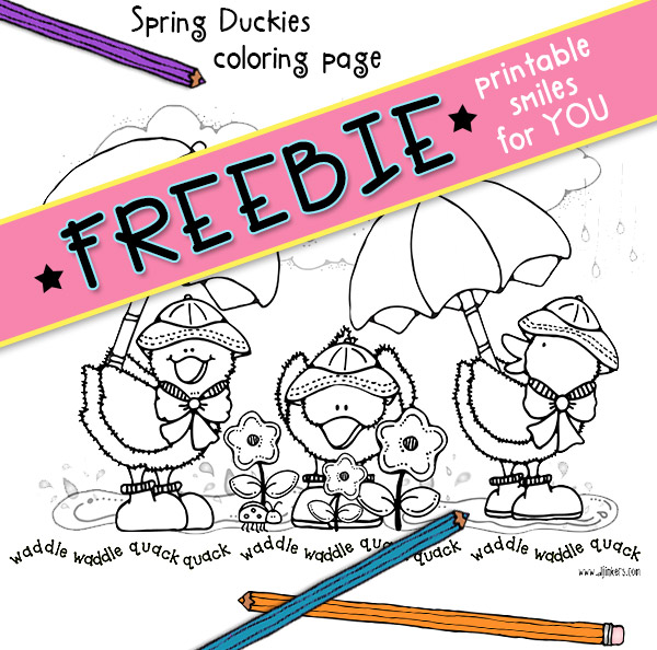 Spring Duckies Printable Coloring Page Freebie
