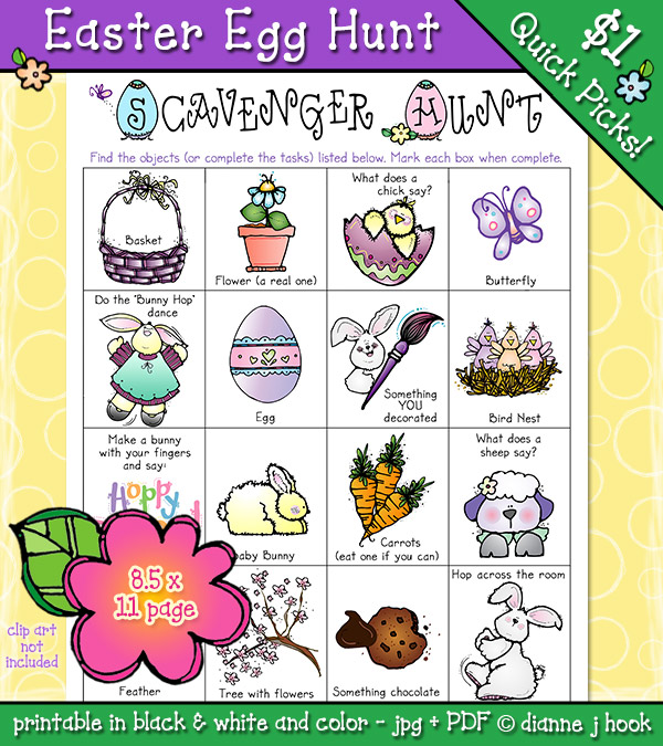 A cute Easter scavenger hunt for kids and spring outings - DJ Inkers