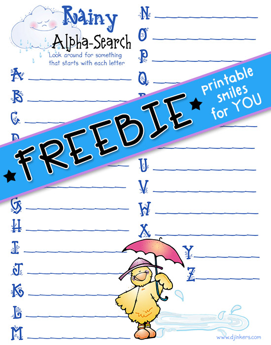 Rainy Day Alphabet Game Printable Freebie