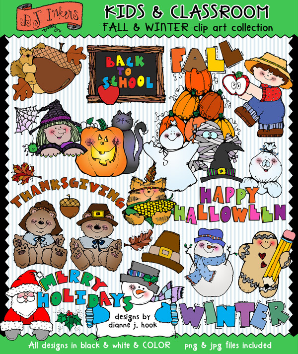 Kids and Classroom Clip Art Collection - 13 Download Bundle