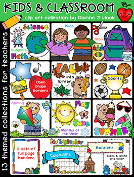 Kids and Classroom Clip Art Collection - 13 Download Bundle