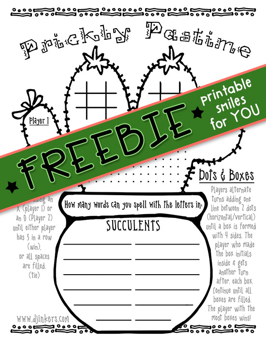 Prickly Pastime - 2 Player Printable Fun Freebie