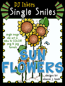 Sunflowers - Single Smiles Clip Art Image