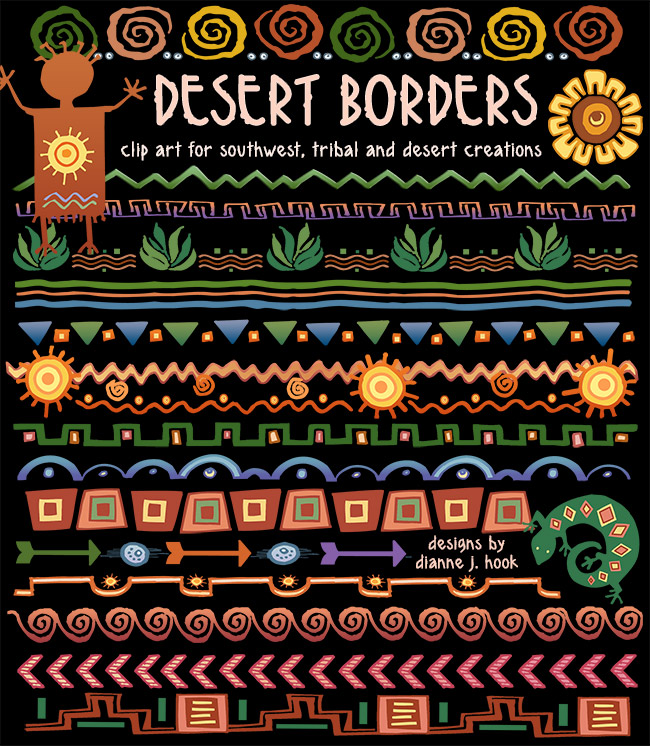 Give your clip art projects a southwest smile with a hot Desert Border by DJ Inkers