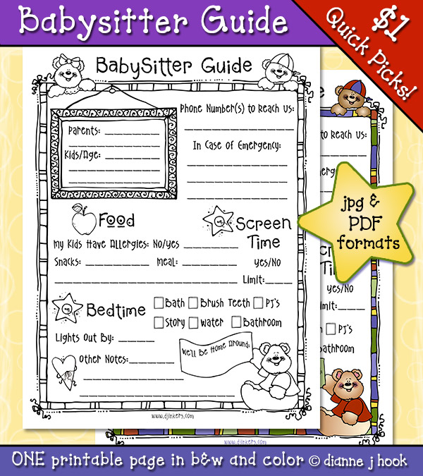 Babysitter Guide Printable Download