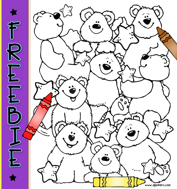 Beary Happy -Printable Coloring Page FREEBIE