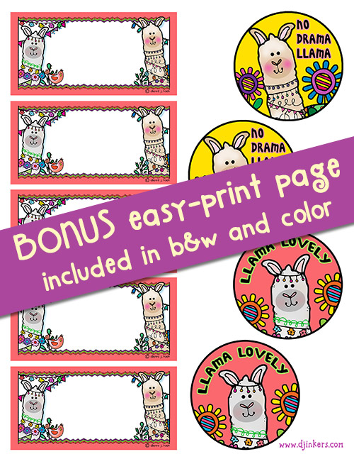 Llama Clip Art Borders and Classroom Theme Kit