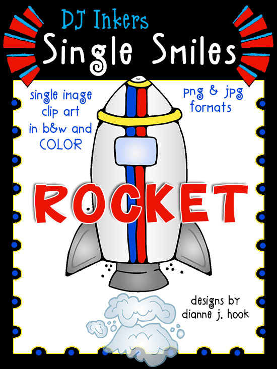 Blast off to outer space with this fun clip art rocket for kids and classrooms by DJ Inkers