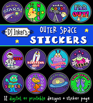Outer Space Digital Stickers Download