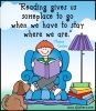 "Reading gives us someplace to go when we have to stay where we are." Made with DJ Inkers Let's Read clip art