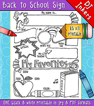 Back to School Sign and All About Me Printable