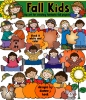 Cute kids clip art for fall leaves and autumn smiles at home or school -DJ Inkers