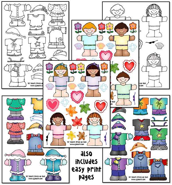 Dress Up Kids Clip Art and Printables Download