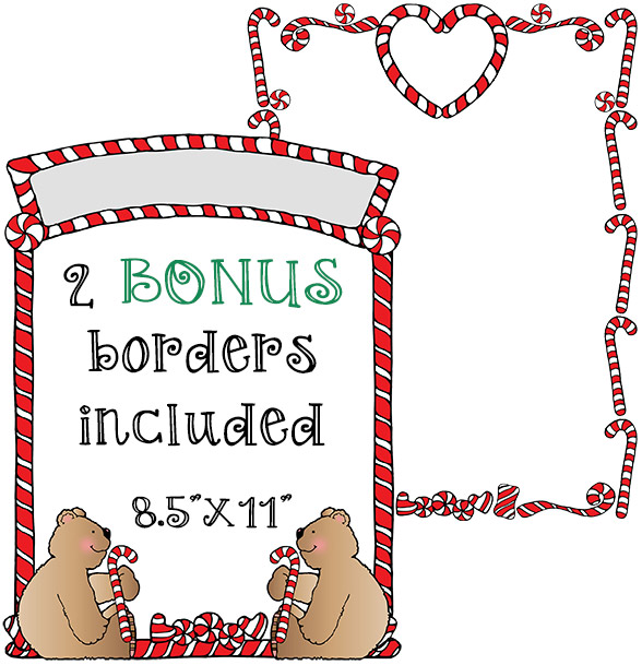 Cute candy cane clip art borders for Christmas by DJ Inkers