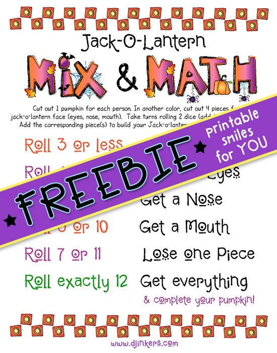 Jack-o-lantern Mix and Math Printable Freebie