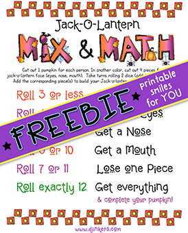 Jack-o-lantern Mix and Math Printable Freebie