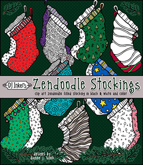 Zen-Doodle Stockings Holiday Clip Art Download