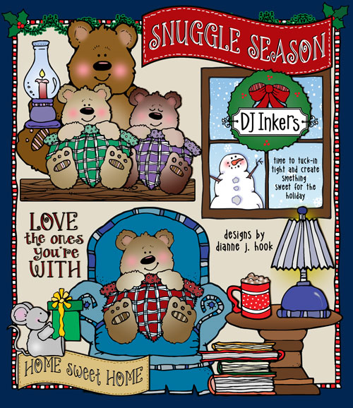 Snuggle up when the weather outside is frightful with these cute clip art bears by DJ Inkers.