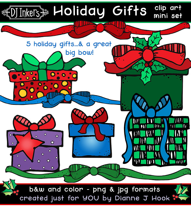 Holiday Gifts Clip Art -FREE with purchase!