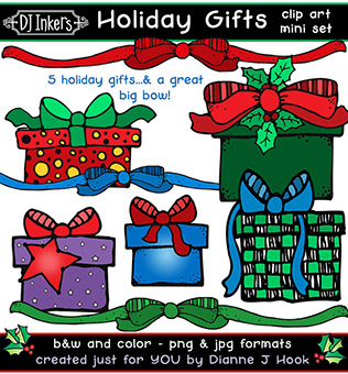 Holiday Gifts Clip Art -FREE with purchase!