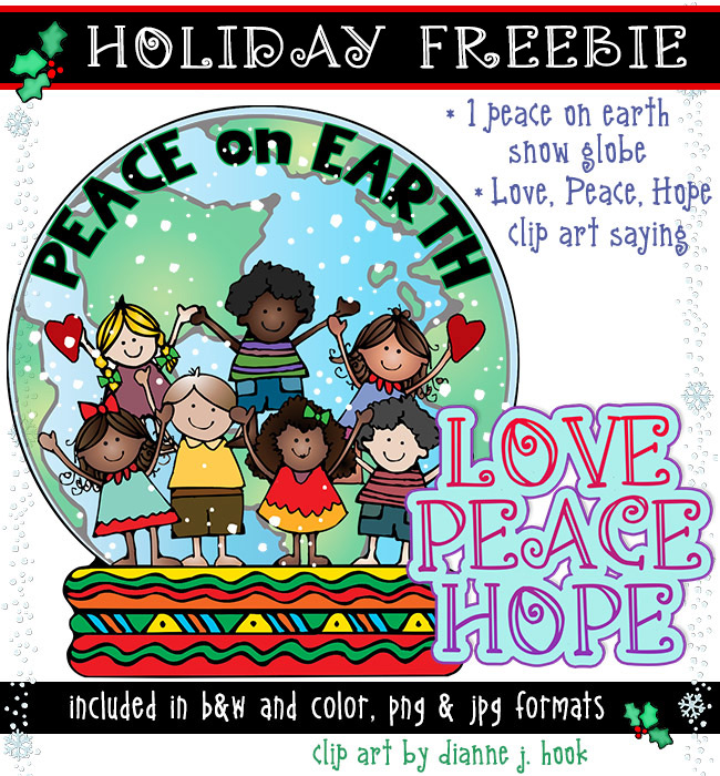 Peace on Earth Snow Globe and Saying - Clip Art FREEBIE