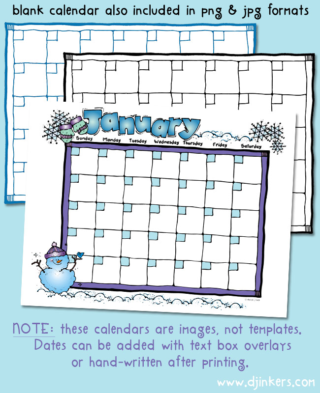 Monthly calendars for Kids and Classrooms by DJ Inkers