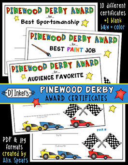 Pinewood Derby Awards - Printable Certificates for Cub Scouts