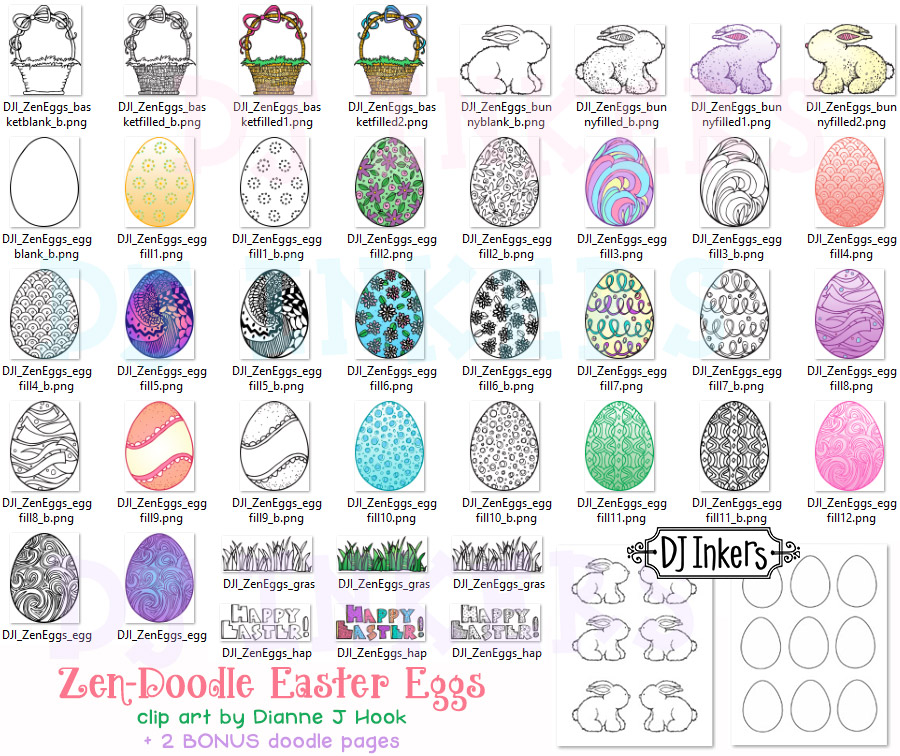 DJ Zen-Doodle Easter Eggs Clip Art Download