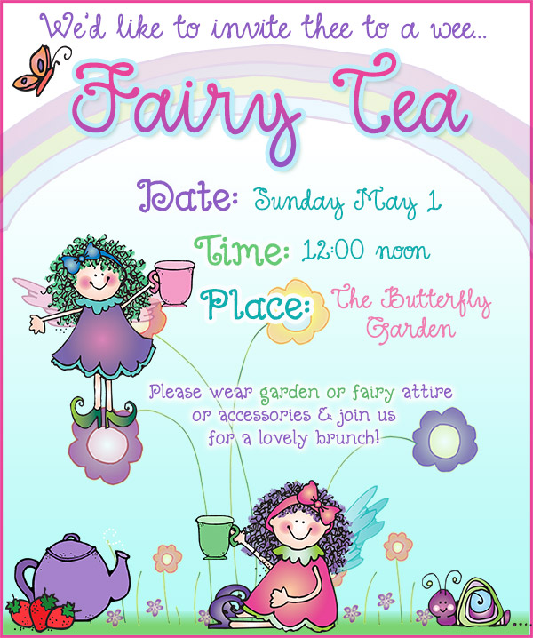 Fairy Tea party invite made with DJ Inkers clip art and fancy font