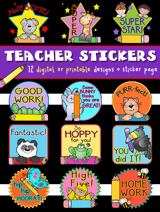Teacher Stickers Digital Download