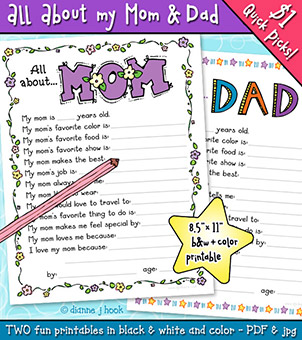 All About Mom and Dad - Kids Printable Download