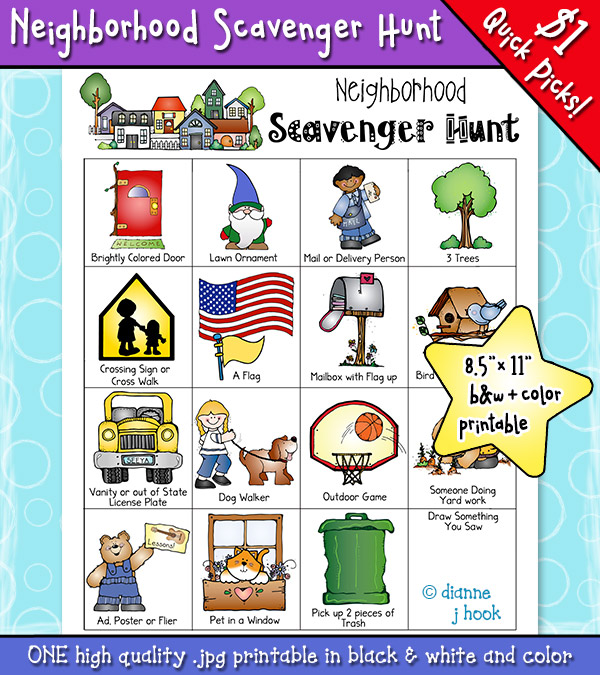 Neighborhood Scavenger Hunt Printable