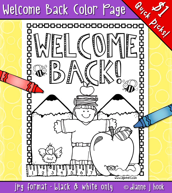 Welcome back to school coloring page by DJ Inkers