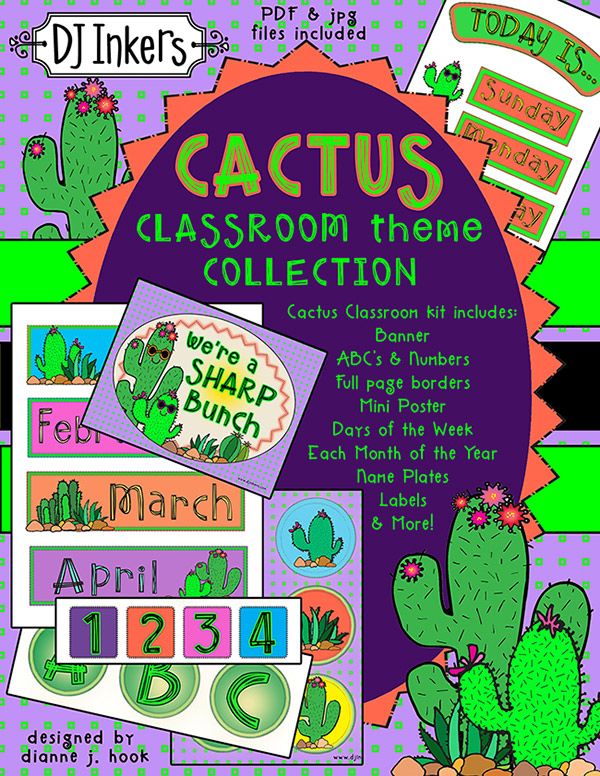 DJ Inkers Cactus Classroom Decorations will really make the room look sharp