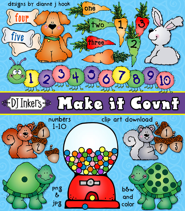 Teach math to kids and Make it Count with this fun educational clip art by DJ Inkers