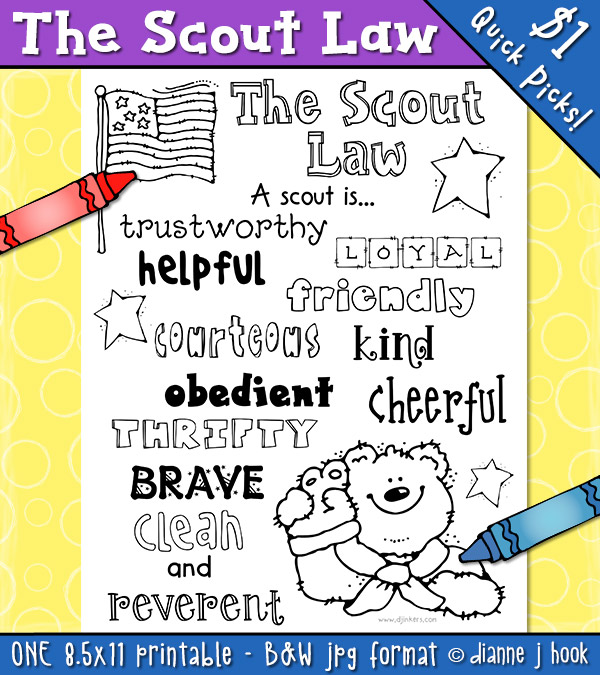 Scout Law coloring page for Cub Scouts by DJ Inkers