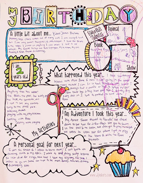 My Birthday - Printable Journaling Board Download