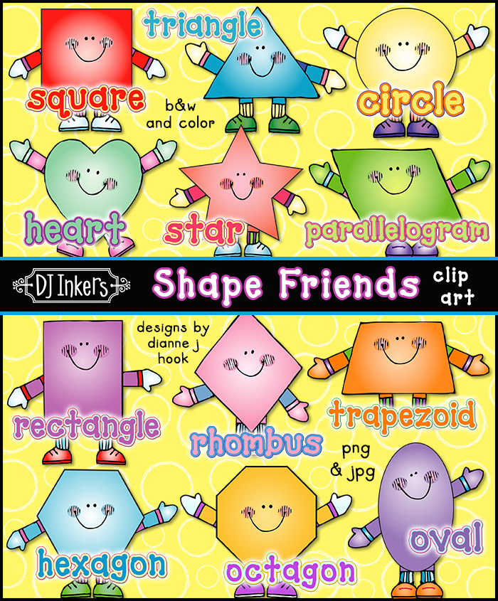Cute Shape People and shape names for Pre-K and kindergarten teachers by DJ Inkers