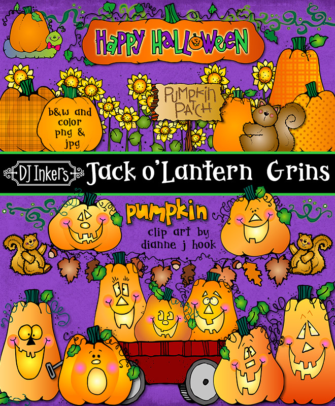 Jack-o'Lantern Grins - Pumpkin Clip Art Download