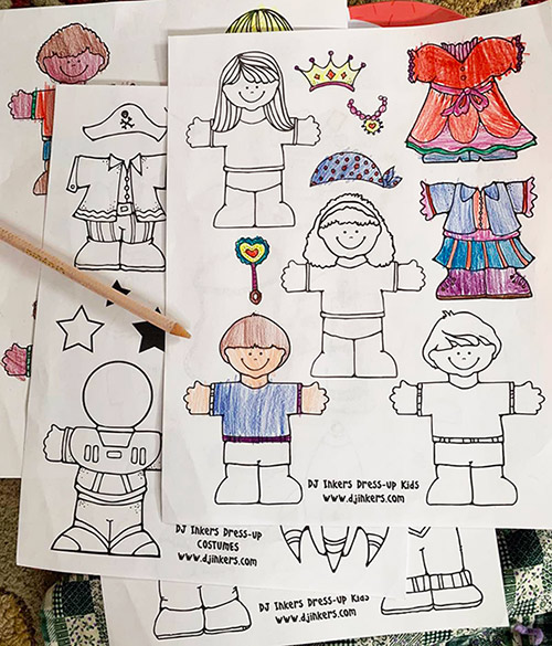 Fun printable costumes for your paper doll Dress Up Kids DJ Inkers
