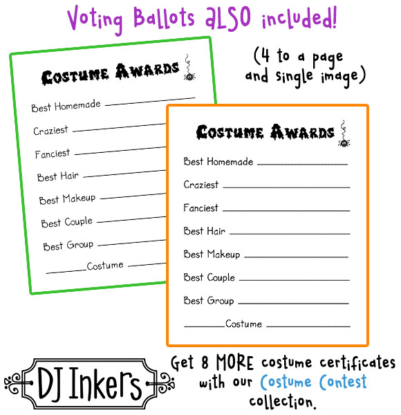 Costume Awards - 8 Printable Halloween Costume Certificates