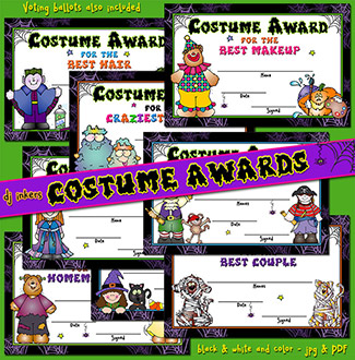 Costume Awards - 8 Printable Halloween Costume Contest Certificates