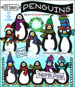 Penguins - Winter Holiday Clip Art Download
