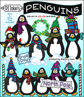 Penguins Winter Holiday Clip Art Download