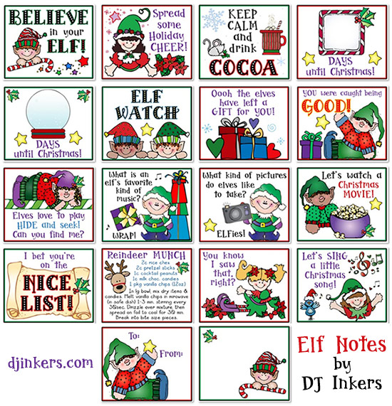 18 printable Elf Notes for a bit of Holiday Cheer by DJ Inkers
