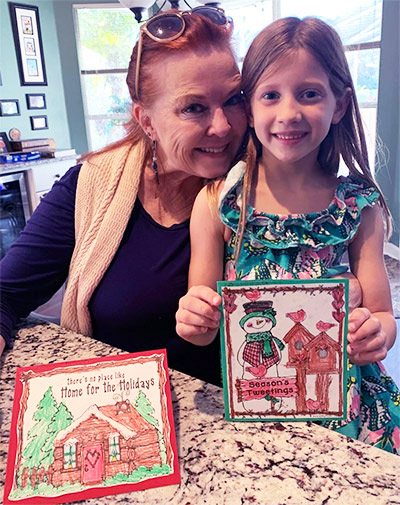 Color your own holiday cards with the kids and DJ Inkers
