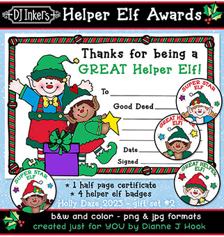 Helper Elf Awards - Holiday Certificate and Badges