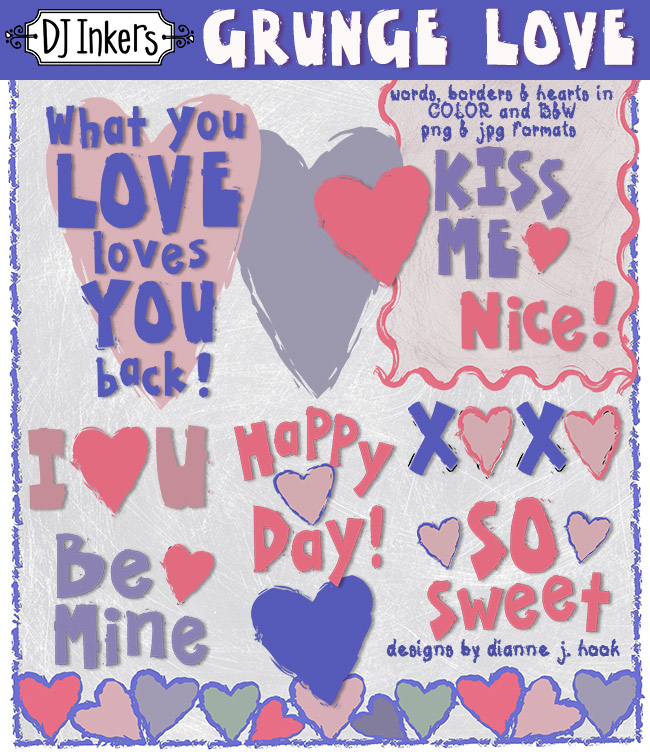 Grunge Love - Valentine Clip Art Download